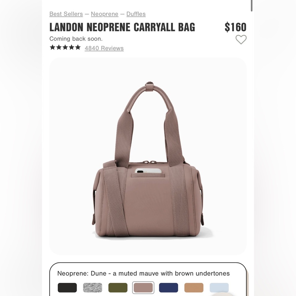 Dagne Dover SMALL Landon Neoprene Carryall Bag in Dune